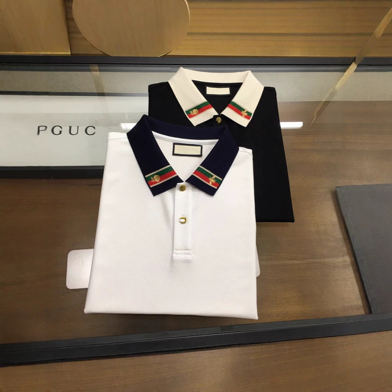 1.1 Correct Version 25 Mongolian Blcg Miu Miu Miu Gucci g Home Guc Bee Embroidered Polo Short-Sleeved T-Shirt for Men and Women