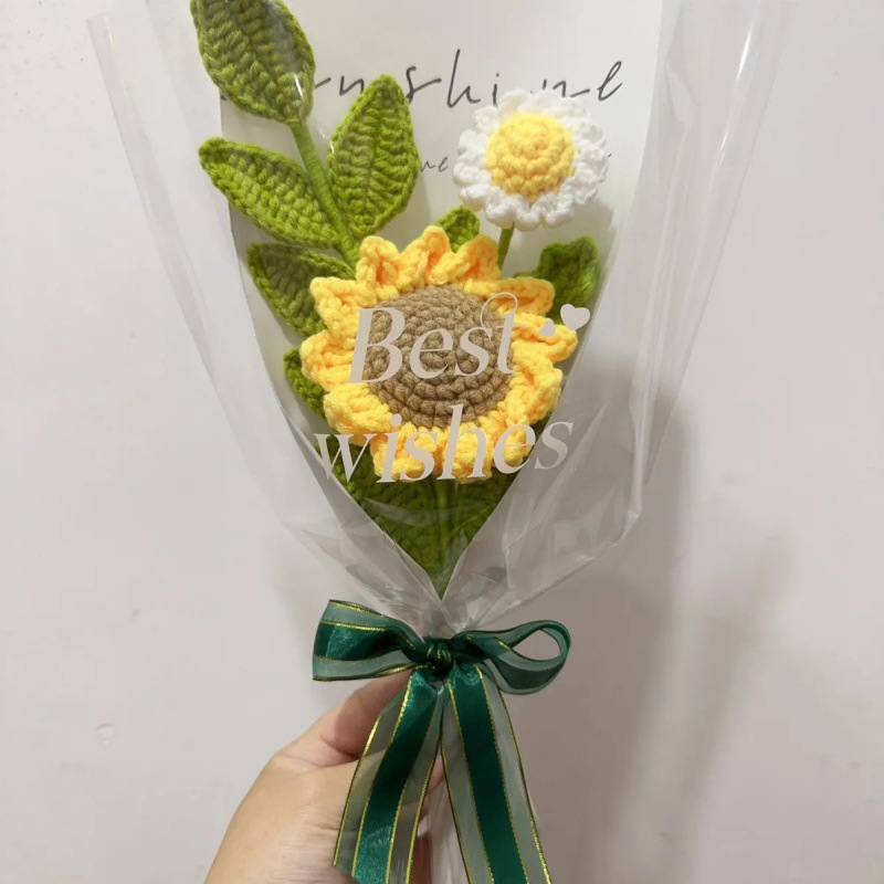 跨境手工毛线花仿真花艺装饰向日葵花朵妇女情人教师节伴手礼|undefined