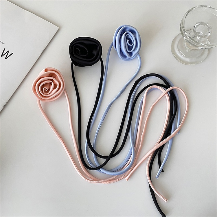 Neck rose ~ South Korea blogger same style three-dimensional flower clavicle chain strap necklace choker collar chain female