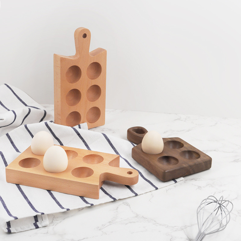Factory solid wood egg storage box Acacia Beech egg tray storage rack refrigerator kitchen egg plate