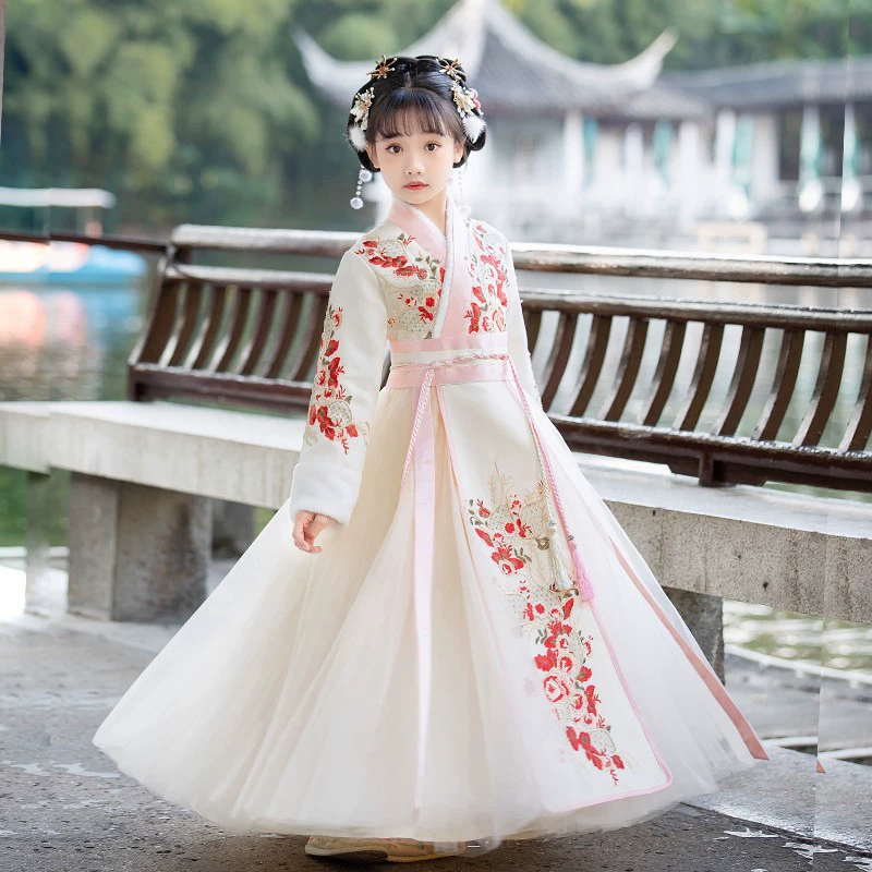 Демисезонный Hanfu, детская юбка для девочек, китайский стиль