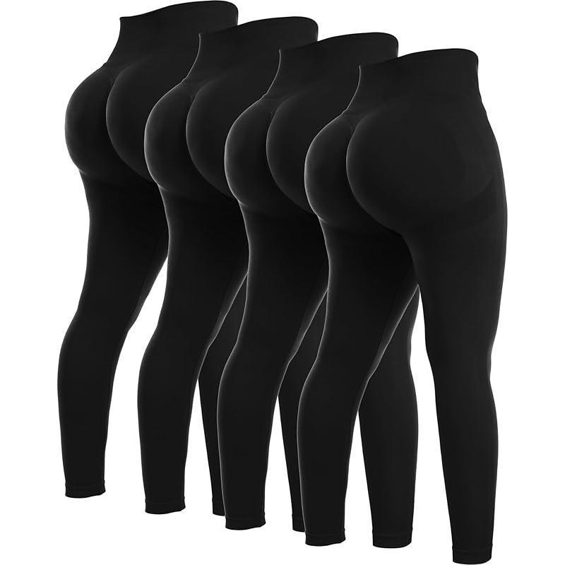 4 Piece Butt Lifting Workout Leggings for Women Seams Gym|undefined