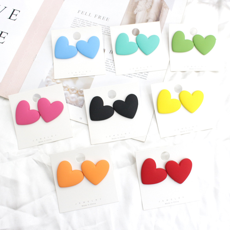 1 Pair Fashion Heart Shape Plastic Resin Valentineu0027S Day Womenu0027S Ear Studs