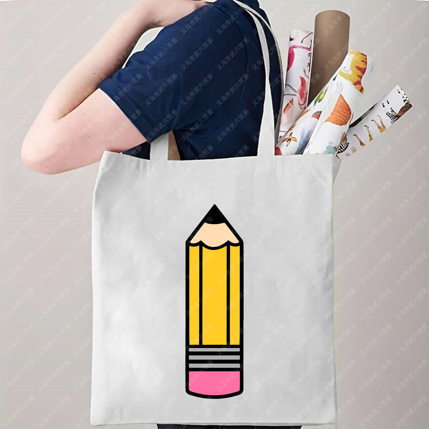 跨境外贸Teacher 教师节礼物印花帆布袋单肩包折叠袋手提袋购物袋