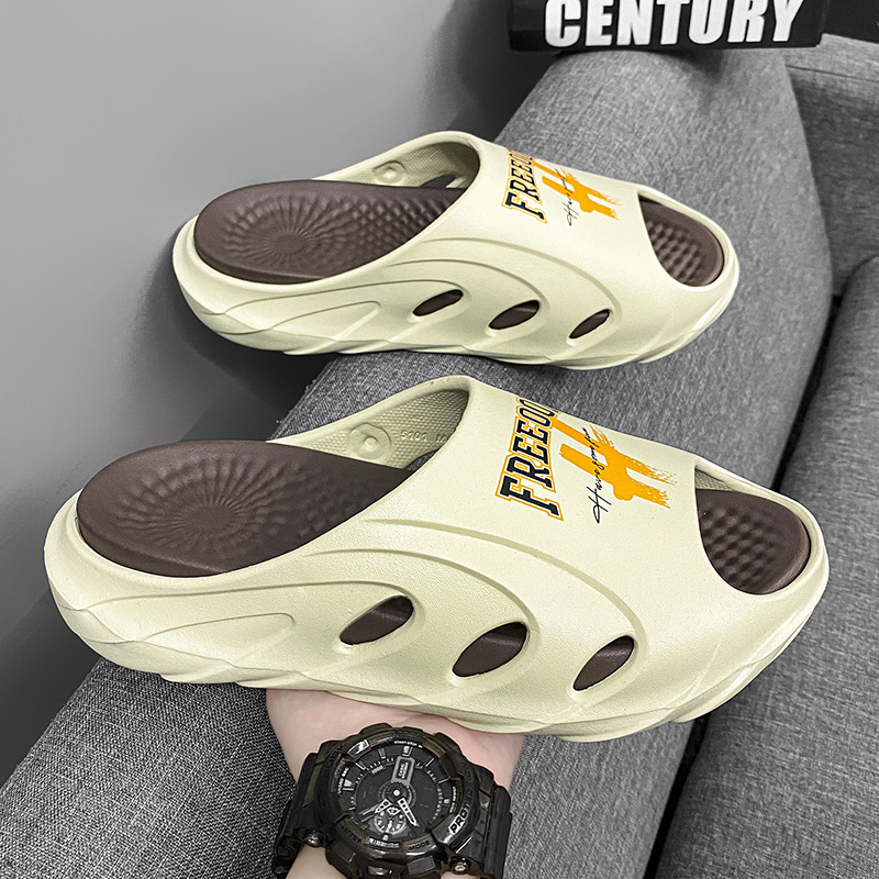 Sandalias para hombres, sensación de mierda, verano 2025, nueva moda antideslizante, zapatillas casuales, zapatos de playa de moda para hombres image 8