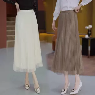 褶皱仙女半身裙夏季2026高腰显瘦百搭温柔风雪纺网纱法式大摆伞裙
