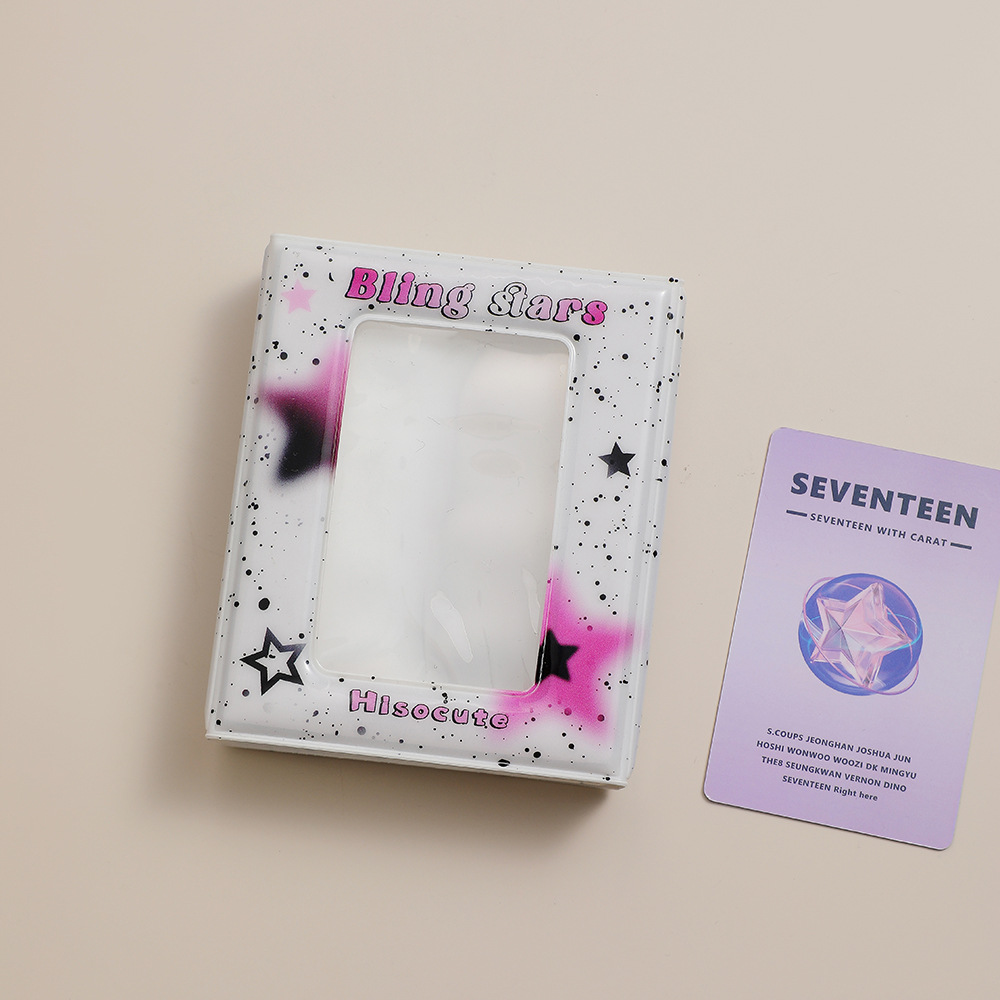 Libro de tarjeta de tres pulgadas de niña libro de almacenamiento persiguiendo estrellas Álbum de bienvenida de tinta de salpicadura de sobres Hisocute