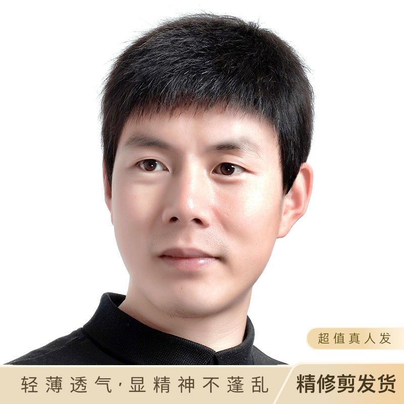 Real Hair Wig for Men, Short Flat Top, Hand-Knitted, Korean Style, Business, Middle-Aged and Elderly, Breathable Real Human Hair Real Hair Wig for Men, Short Flat Top, Hand-Knitted, Korean Style, Business, Middle-Aged and Elderly, Breathable Real Human Hair