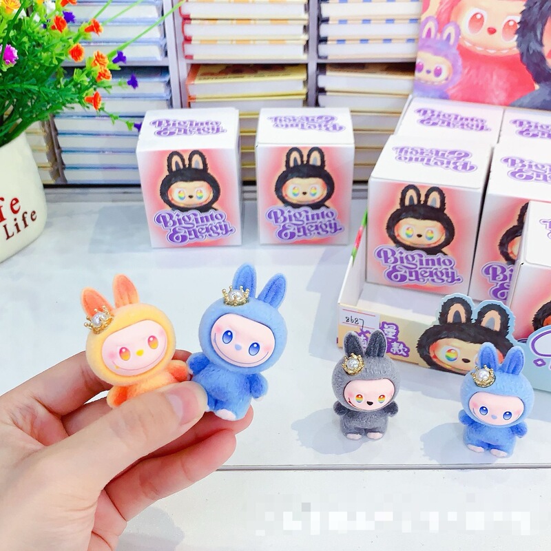 ラブブ人形ブラインドボックスクリエイティブ漫画かわいい小さな装飾品シリーズミニ植毛クラウンラブブ人形|undefined