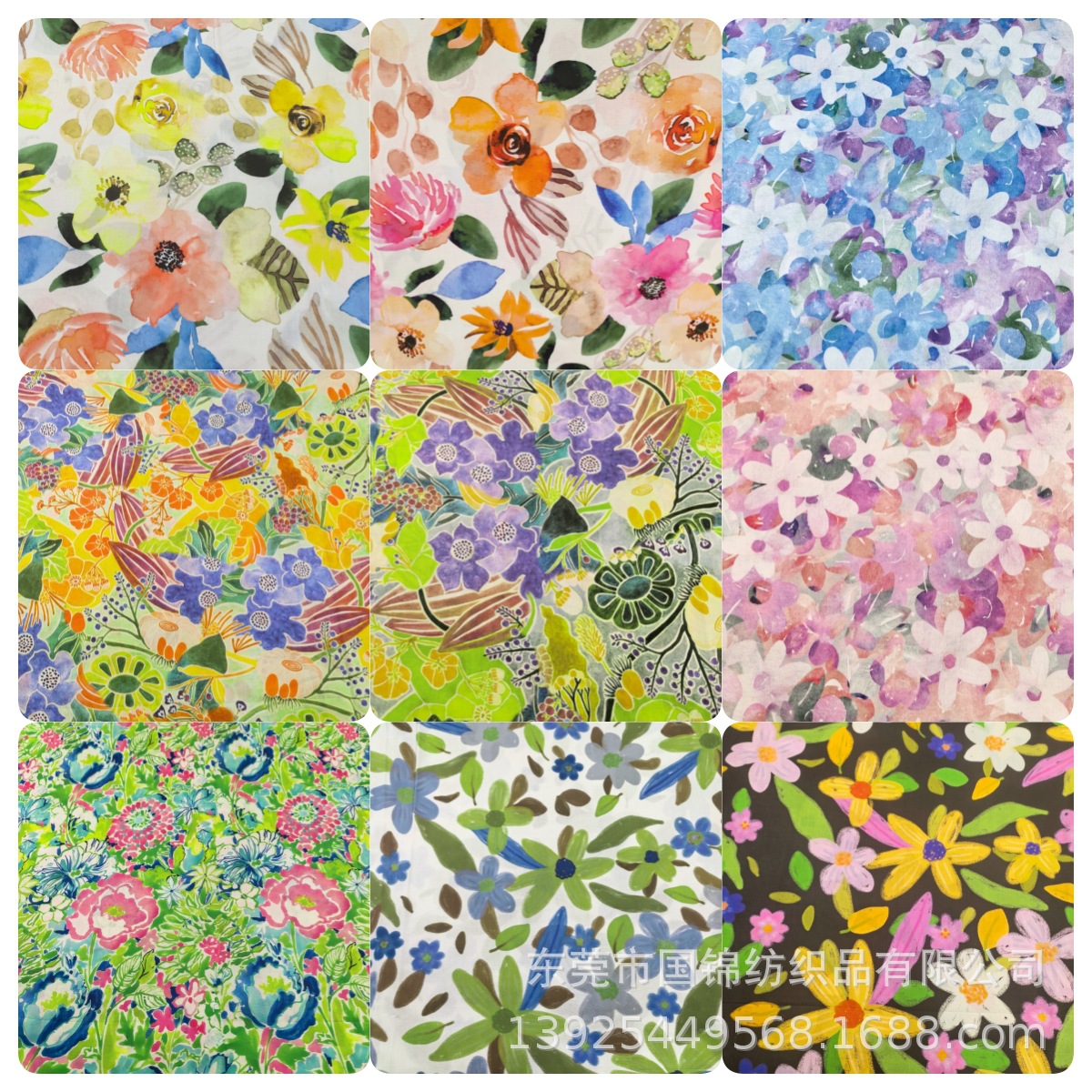 植物花草印花布 全棉60支仿天丝印花  春夏款大花朵长裙面料