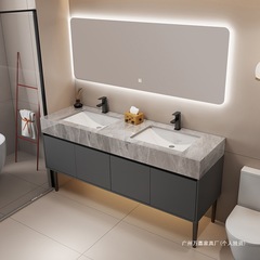 軽豪華岩板双盆床式浴室キャビネットセット公共トイレ手洗い洗面台池盆キャビネット