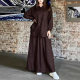 European and American Cross-border 2024 Autumn New Women's Retro plus size Lapel Long-sleeved Shirt Dress Casual Two-piece Set