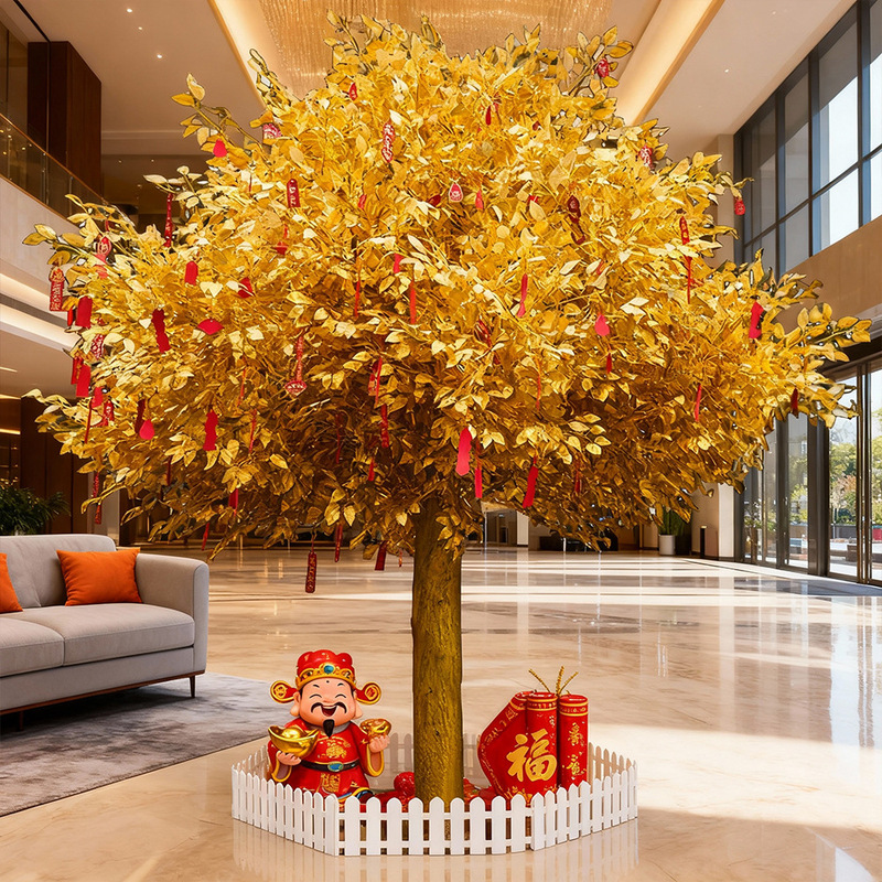 Simulated Golden Banyan Tree, Money Tree, Wishing Tree, Large Fake Tree, Money Tree, New Year Red Envelope Tree, Shopping Mall Hotel Decoration Tree