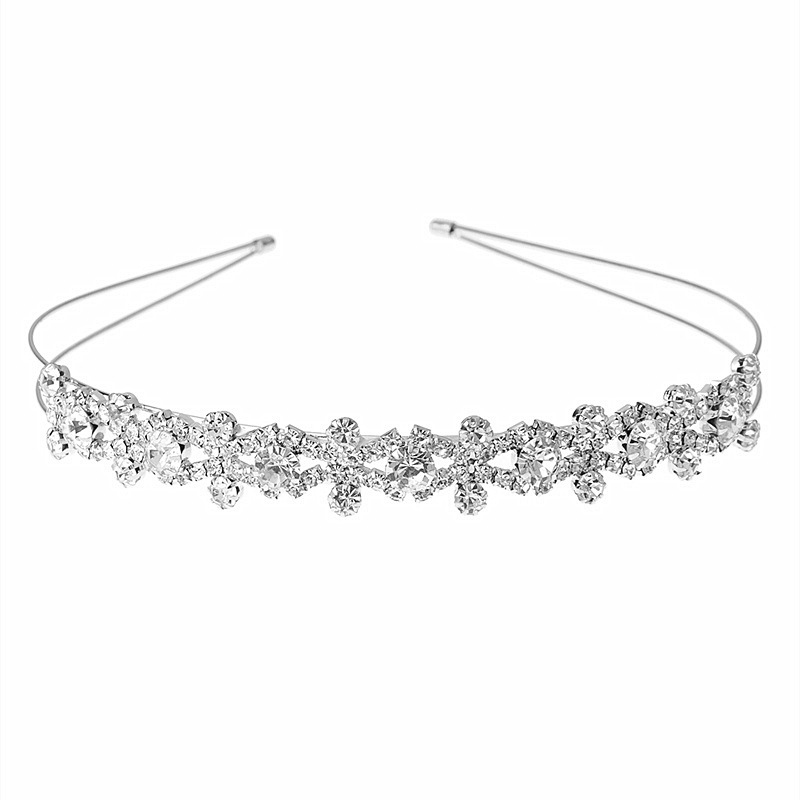Amazon nuevo rhinestone perla diadema nupcial joyería de doble capa fina diadema de los niños corona tocado lote de fábrica