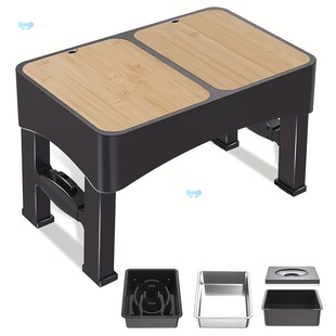 4-in-1 Adjustable Elevated Dog Bowl Stand Slow Feeder with