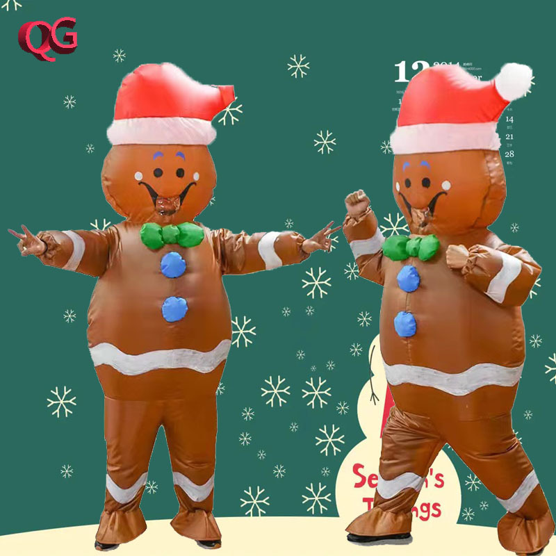 跨境圣诞节雪人充气服姜饼人充气服节日气氛表演道具服卡通人偶服