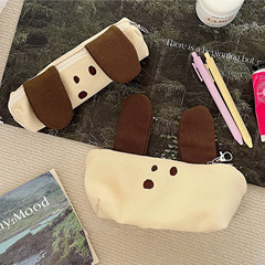 Original cute large-capacity primary and secondary school student stationery bag multi-functional stationery storage bag coffee puppy canvas pencil bag