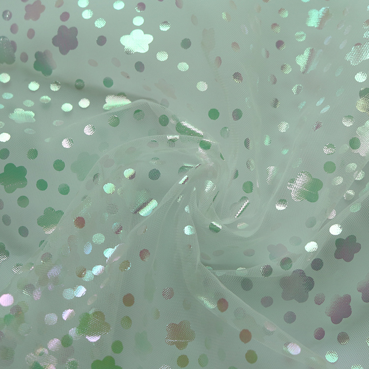 2025 nueva gaza de malla artesanal estampada de flores tela de malla de color fantasía vestido de boda tela de niña