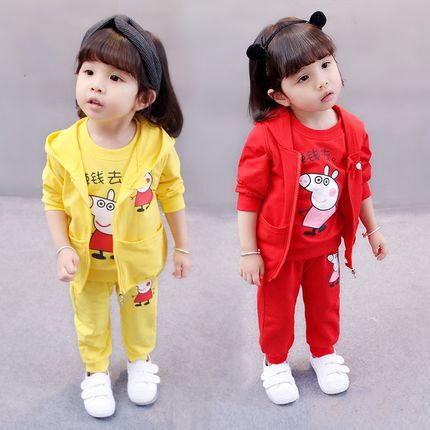 Girls Sports Suit Spring and Autumn  New Children's Autumn Clothes Children's Casual Little Girls Western Style Three-piece Set