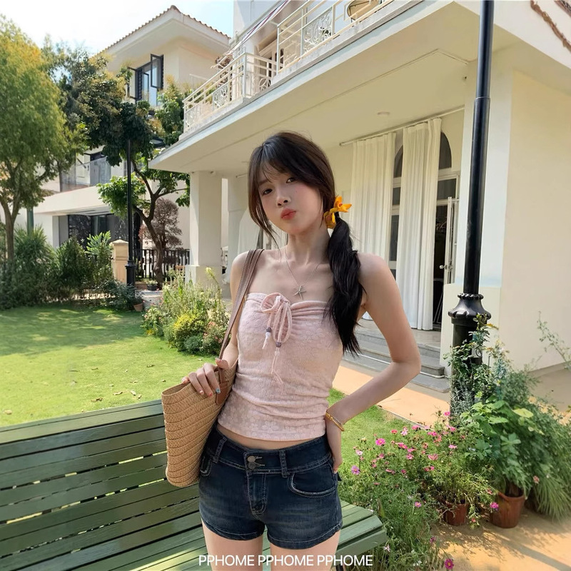 882# summer new multi-wear method hanging neck or one-word floral tube chest design integrated with chest pad for comfort