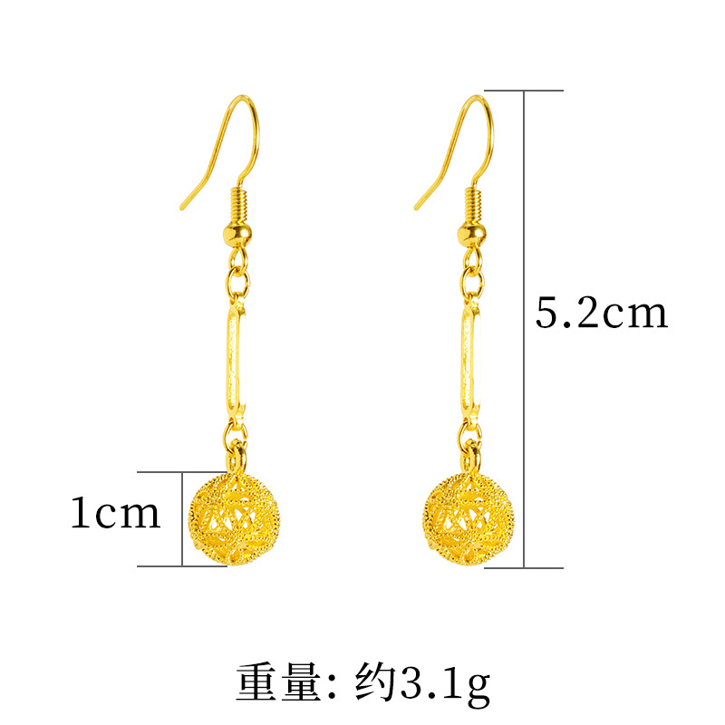 Aretes de oro de arena de Vietnam lujoso ligero versátil largo cobre dorado hortenida orejas joyas de moda para mujeres no se desvanecen joyas al por mayor