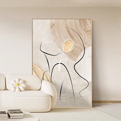 Cream Style Living Room Decor Abstract Figures French Niche Hanging Painting Large Size Homestay Hotel Floor Wall Art
