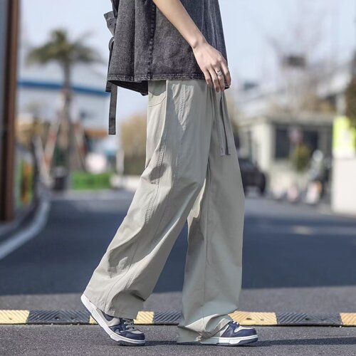 Lomon Ice Silk Wide Leg Pants for Men - Summer 2025 New Arrival Straight Leg Loose Casual Long Pants with Drape - Suit Style