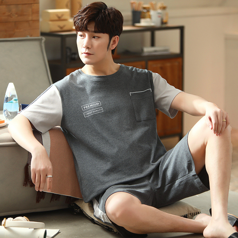 2022 verano nuevos hombres pijamas pantalones cortos de algodón de manga corta jersey de dos piezas ropa de abrigo casual de algodón ropa de casa