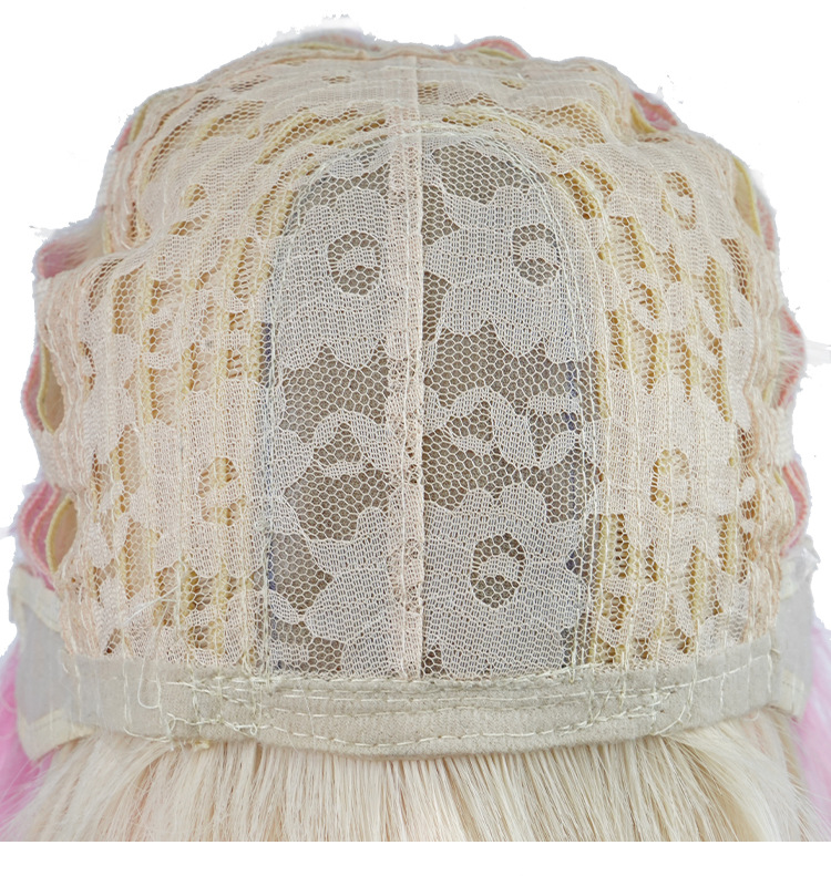 Synthetische Perücke, Chemiefaser-Perücke, komplettes Set mit geteiltem Pony und großen, gewellten, langen, lockigen Party-Perücken_voghion.com