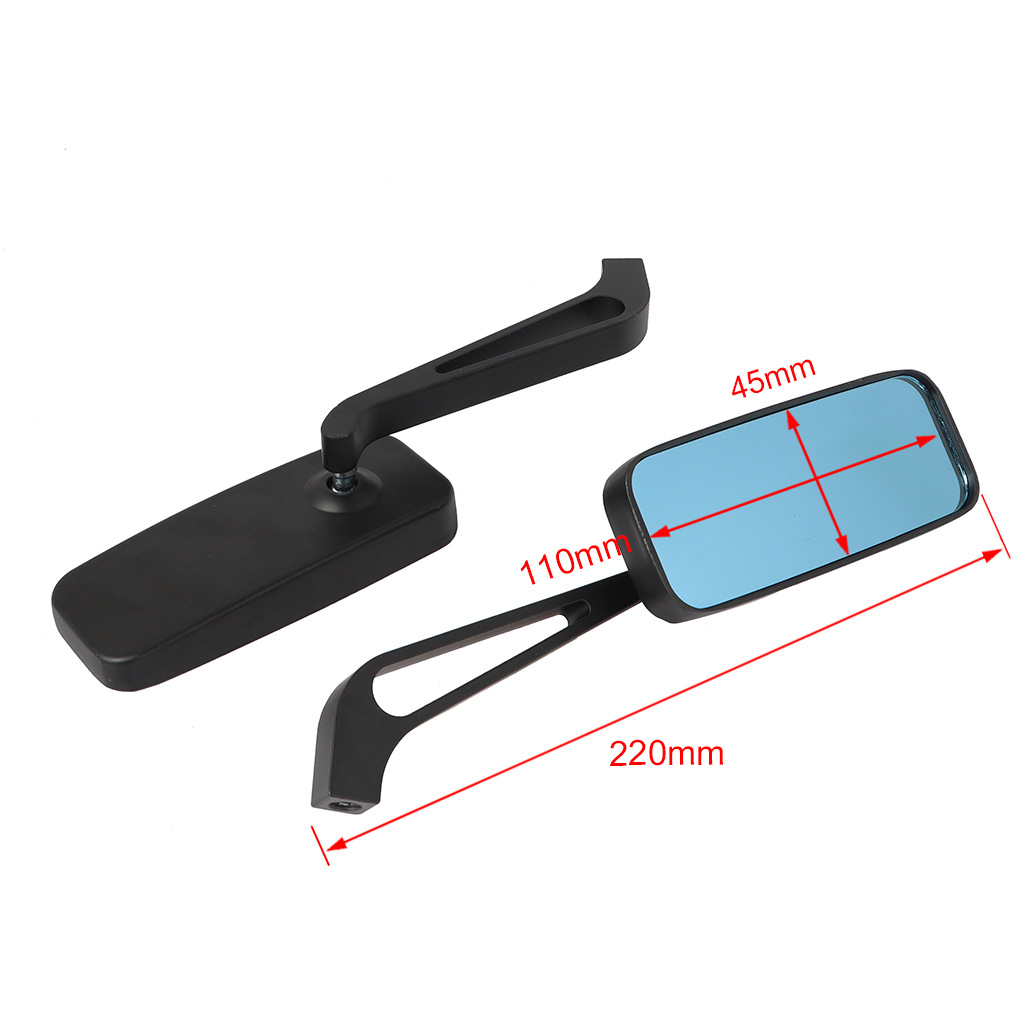 New Motorcycle Electric Vehicle Rearview Mirror, All-Aluminum Rectangular Harley Retro Modified Mirror