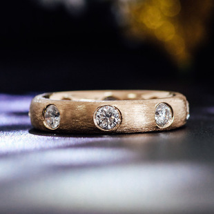 Cross-border European and American fashion trend high-grade ring-shaped diamond K-gold ring ring face brushed stars ring