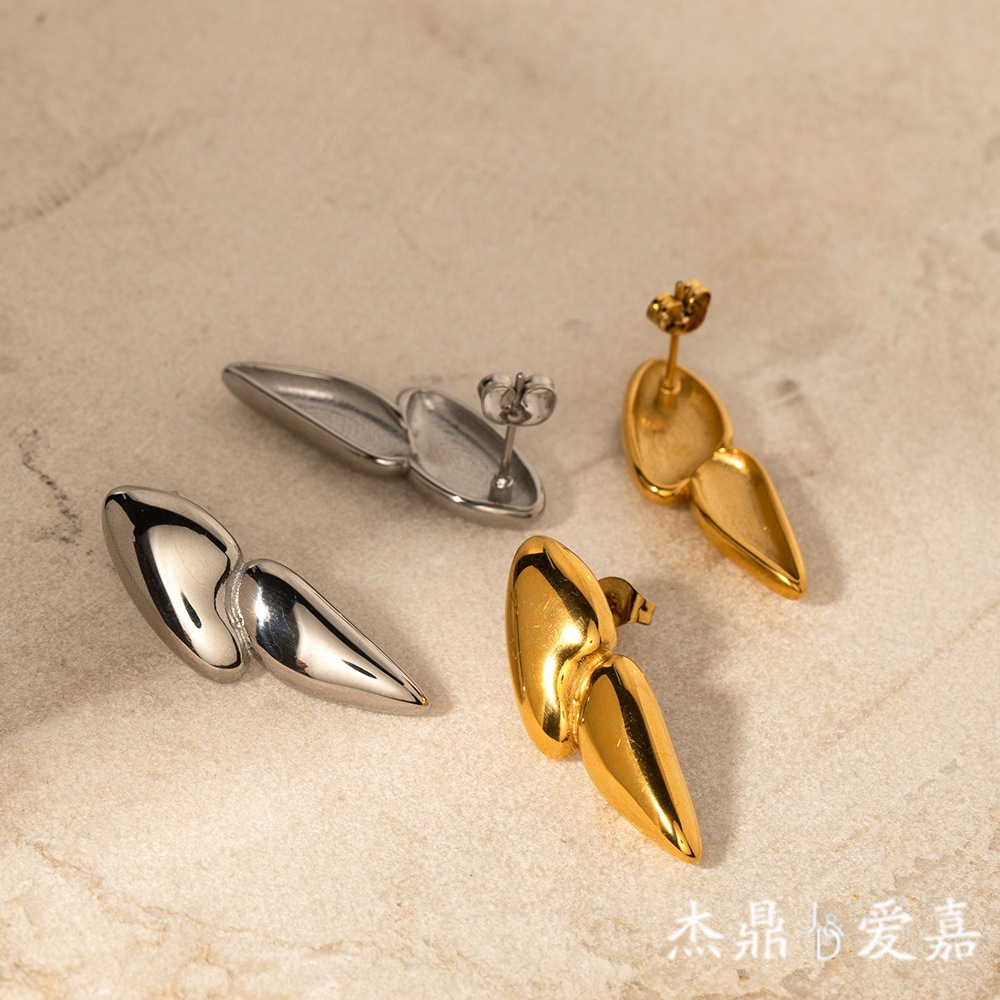 Pendientes de Acero Inoxidable con Baño de Oro de 18k, Estilo Europeo y Americano, Forma de Rábano, Clips para Orejas, Accesorios para Orejas, Aretes, Chapados en Oro
