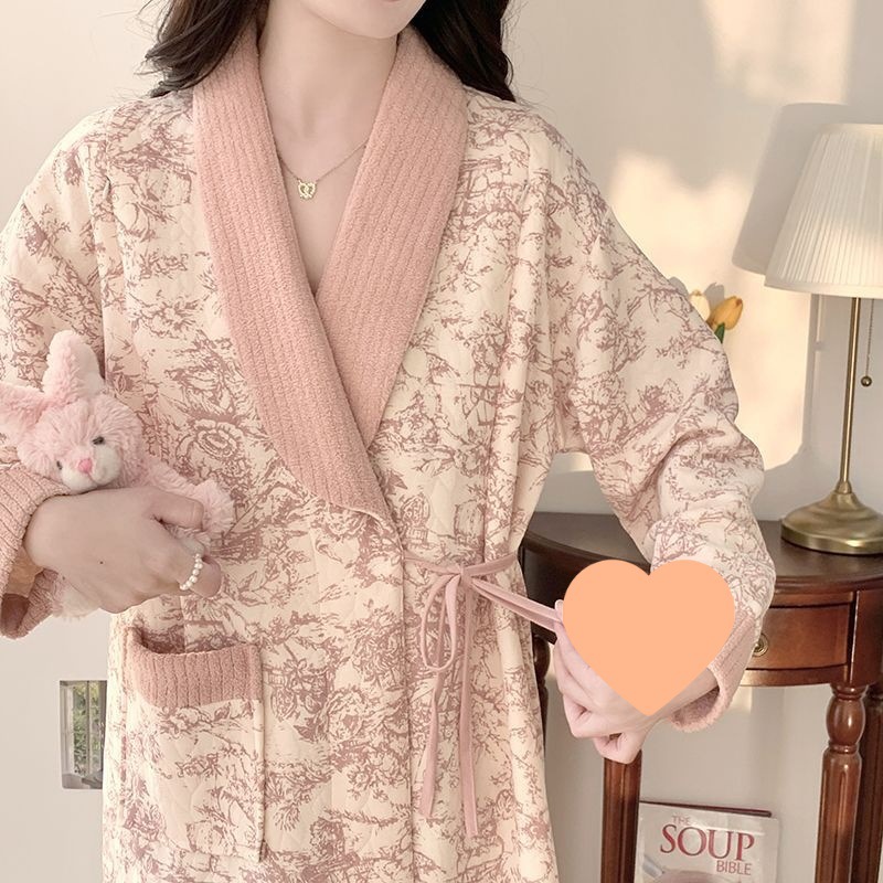 空气棉睡裙长款孕妇秋冬季春秋待产孕妇裙加厚月子服冬季哺乳产后