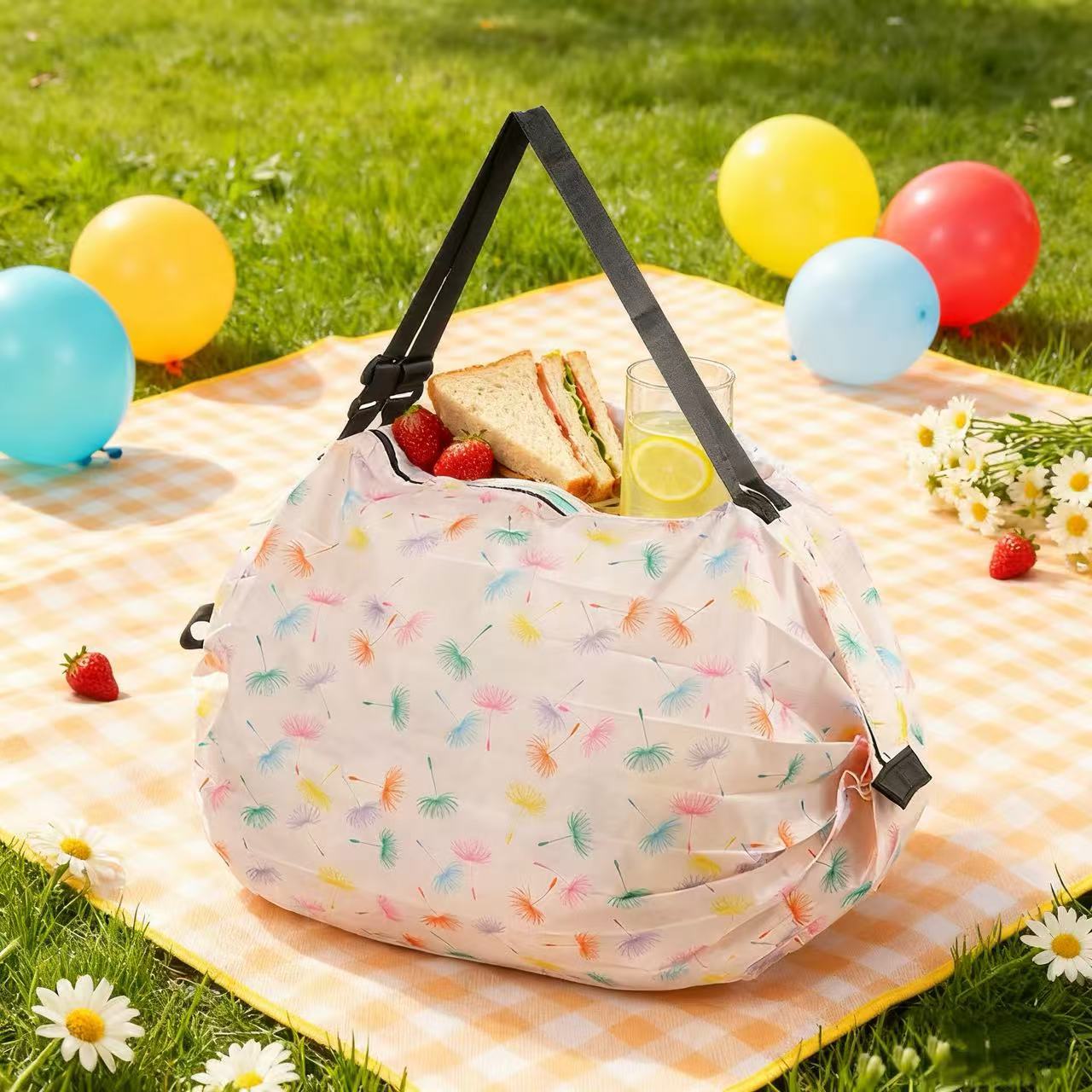 컬러 민들레 접이식 아코디언 백 50*35CM