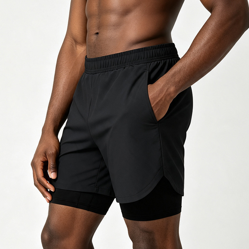 Summer Men's Quick-Dry Sports Shorts Running Fitness Shorts Anti-Exposure with Lining Breathable Elastic Training Pants Summer Men's Quick-Dry Sports Shorts Running Fitness Shorts Anti-Exposure with Lining Breathable Elastic Training Pants
