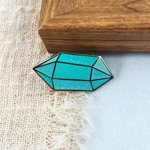 Cartoon Blue-Green Gemstone Simple and Exquisite Personalized Trendy Versatile Decorative Metal Badge Brooch Accessory Peripheral Item
