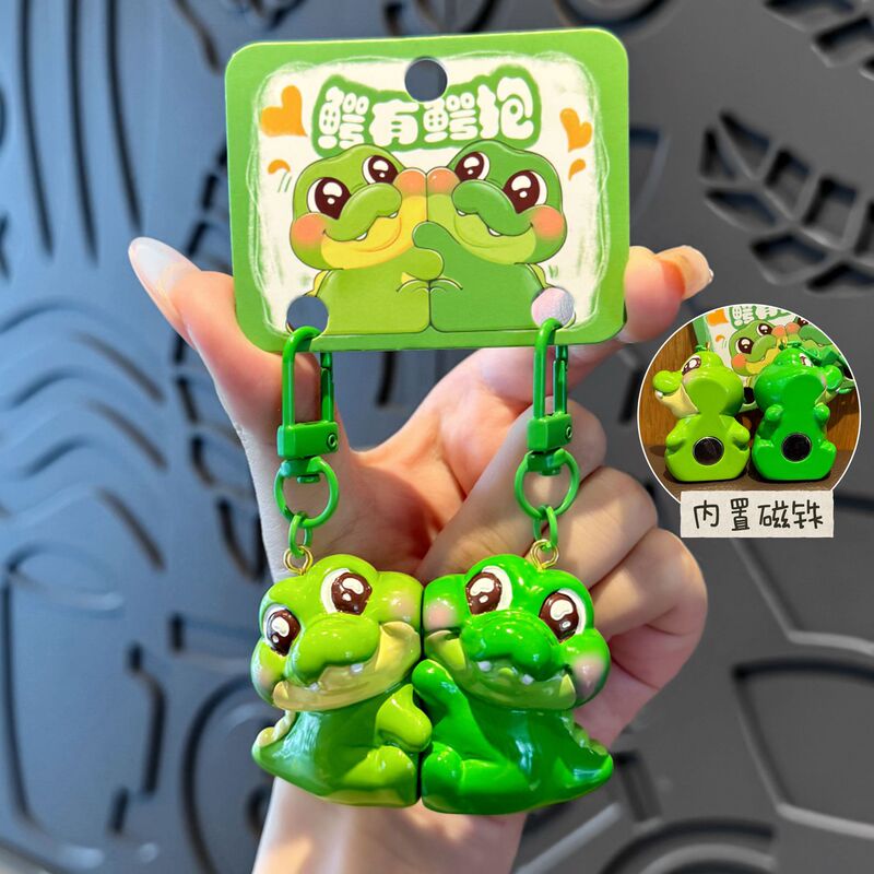Cute Crocodile Keychain Pendant with a Creative Design, Resin Magnetic Couple Keychain for Backpacks