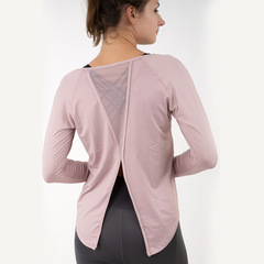 新品瑜伽服女上衣寬鬆透氣女訓練速干運動健身服長袖跑步T恤女