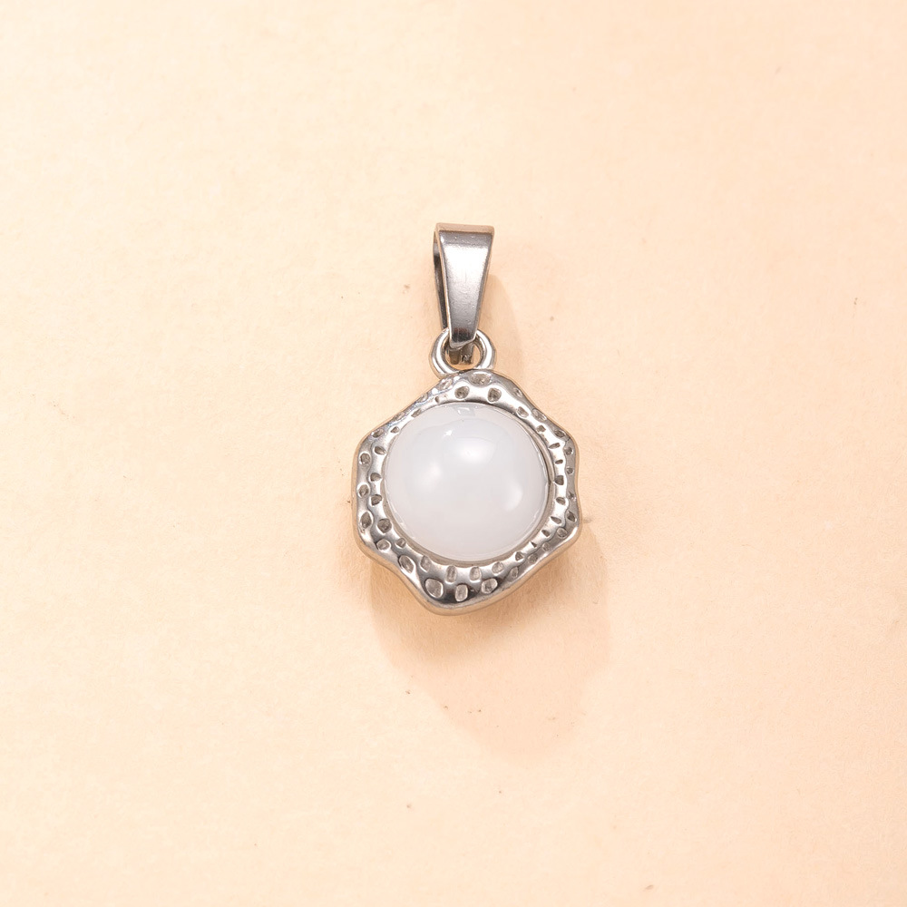 Colgante único Joyas transfronterizas de acero inoxidable Collar de piedra natural con incrustaciones irregulares en relieve Accesorios de bricolaje chapados en oro de lujo ligero de 18k