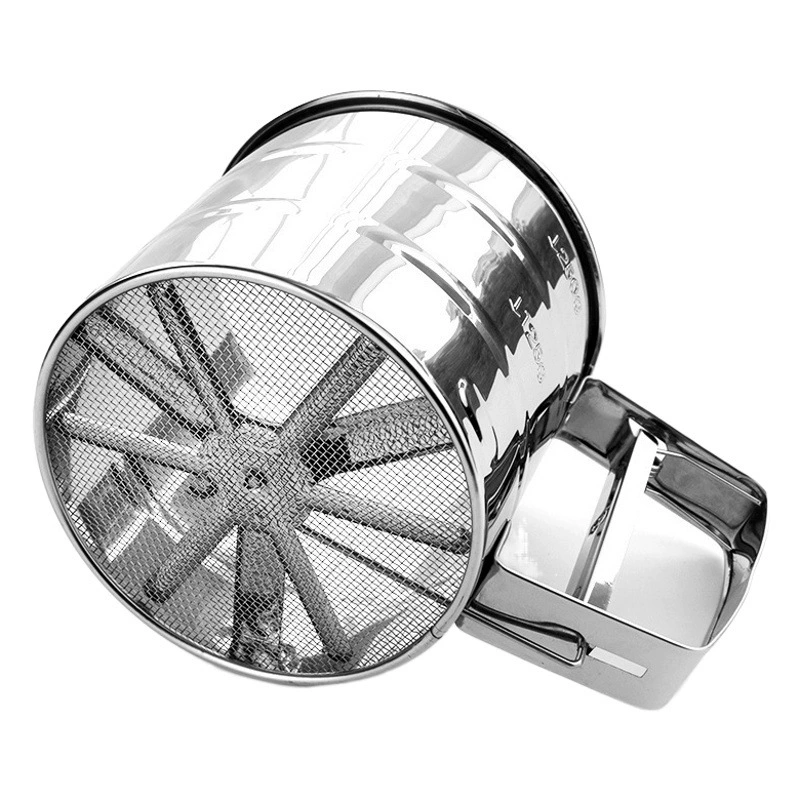 Сито для муки из нержавеющей стали, полуавтоматическое сито для муки, креативное ручное сито для выпечки, вращающееся сито для муки, сито для сахарной пудры для выпечки