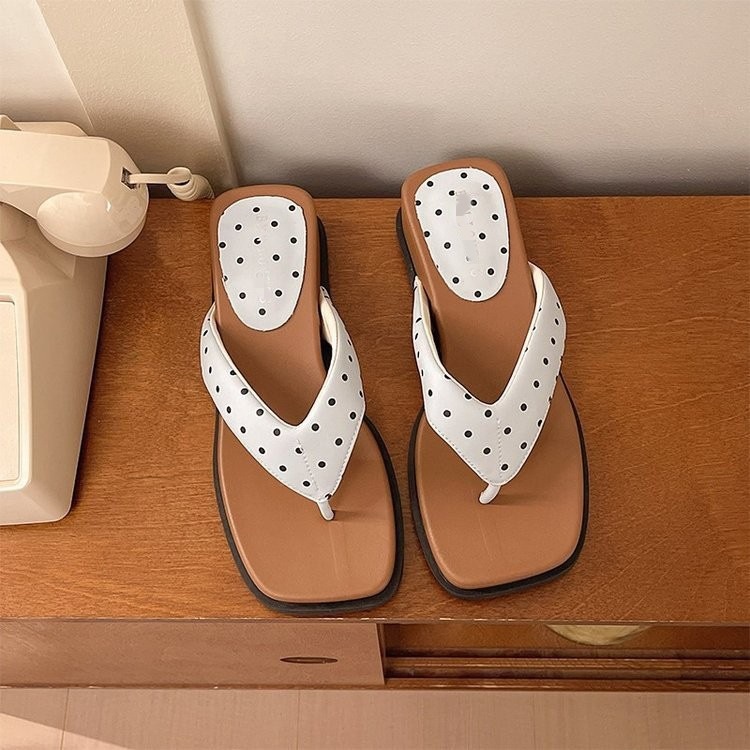 Retro viento pequeño ondulado punto de flip flops mujeres 06 muffin de verano fondo grueso para usar zapatillas casuales image 4
