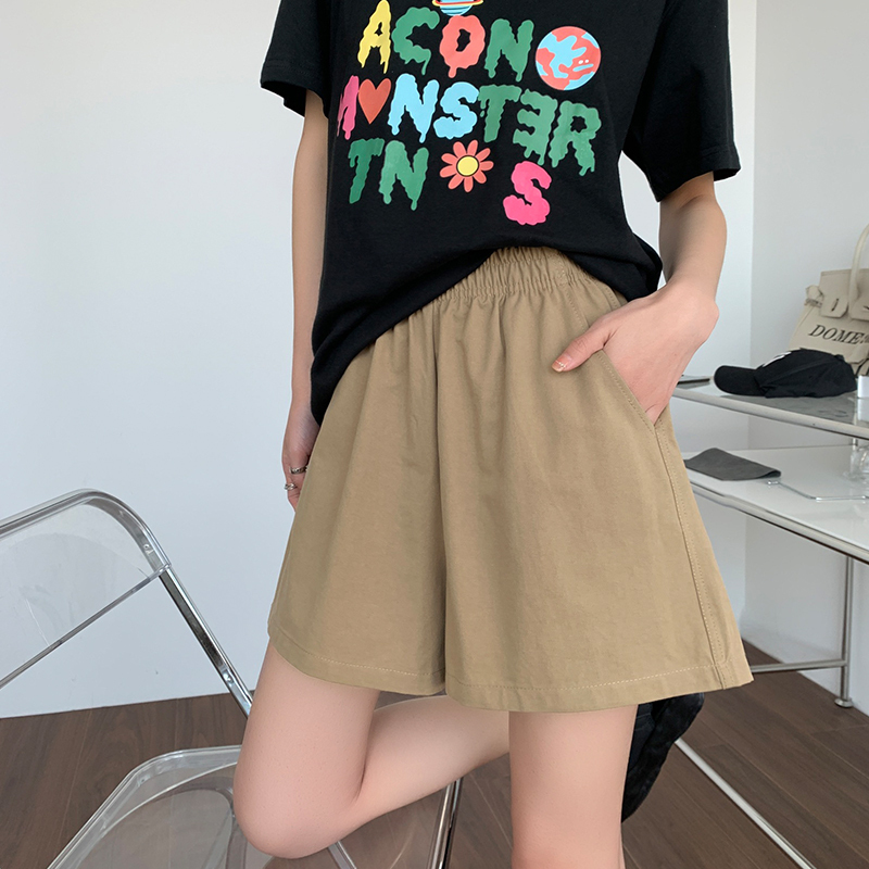Washable Work Shorts for Women, Summer Thin Korean Style High-Waisted Petite Casual Pants, Loose Slimming A-Line Wide-Leg Pants Washable Work Shorts for Women, Summer Thin Korean Style High-Waisted Petite Casual Pants, Loose Slimming A-Line Wide-Leg Pants