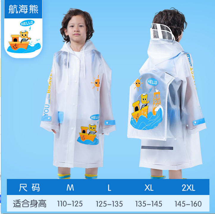 Chaqueta de lluvia para niños de 5 - 12 años de edad Eva para niños de la escuela primaria, bolsas escolares largas impermeables a prueba de lluvia para todo el cuerpo para la escuela para una sola persona