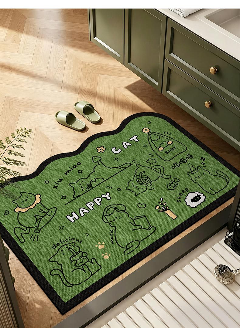 Diatom Mud Floor Mat, Bathroom Water-Absorbent Non-Slip Foot Mat, Cartoon Cute Animal Washbasin Mat, Home Entrance Carpet