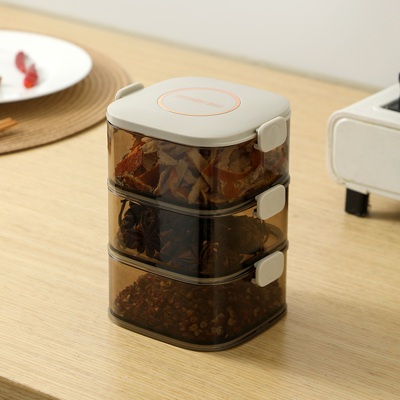 香料収納ボックスキッチン家庭用密封防湿調味料ボックス小材料分注調味料ボックスセット分注密封缶|undefined