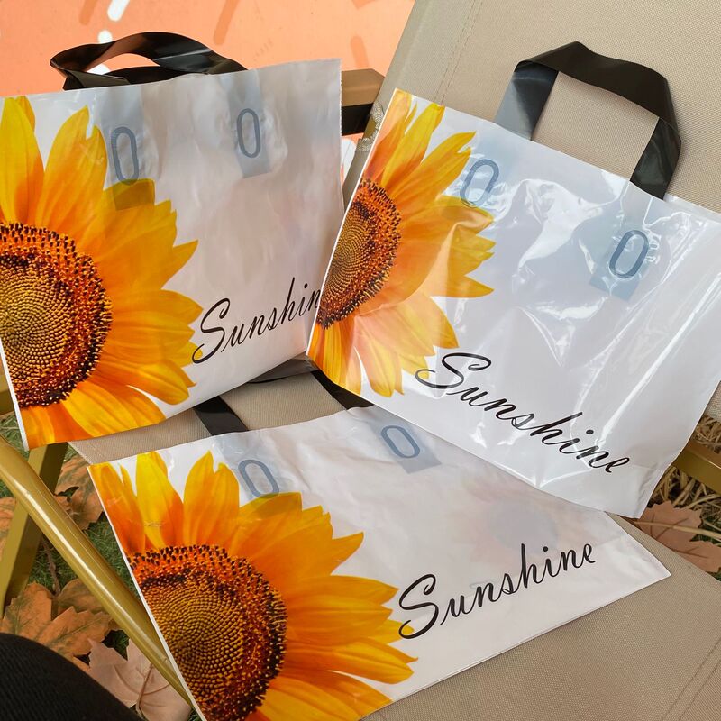 Lavender Sunflower Chrysanthemum Flower Printed Gift Bag Party Return Gift Tote Bag Candy Bag Plastic Packaging Bag