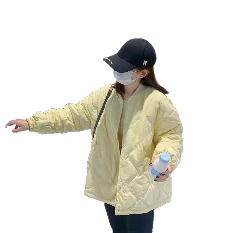 Invierno de invierno de algodón de pluma de diamante para mujeres 2025, nuevo estilo coreano de estilo perezoso, algodón intercalado, algodón grueso, chaqueta de algodón, chaqueta de moda image 5