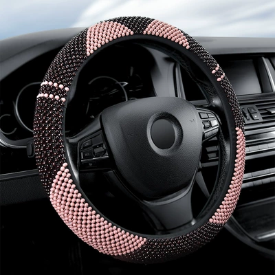 Explosive wholesale wooden beads car steering wheel cover summer breathable ladies four seasons universal beads non-slip sweat absorbent cover