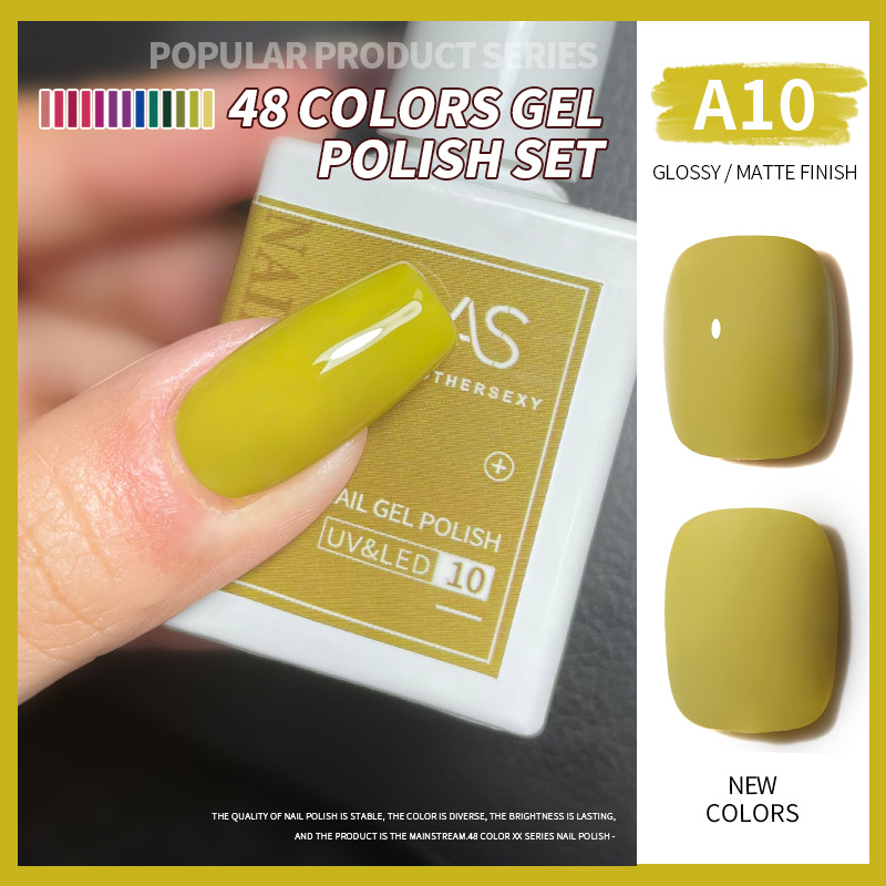 Una botella de pegamento de esmalte de uñas de un color 2022 nuevo verano popular 48-color Pequeño conjunto para el salón de uñas traje completo
