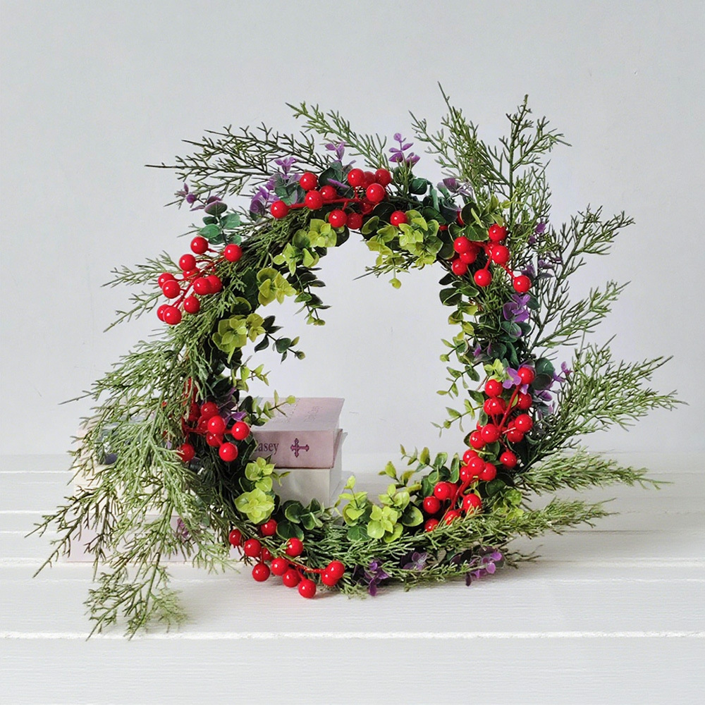 Amazon Hot Sale Navidad Bayas Navidad Decoración de guirlandas ventanas de tiendas puertas colgando diseño de atmósfera